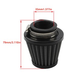 PowerMotor 35mm Motorcycle Air Filter,Universal Air Intake Filter Cleaner For GY6 50cc-250CC Dirt Bike ATV Quad Scooter Go Kart Carburetor-35mm Black