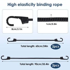 Spanngurte mit Haken, Verstellbar Gummiband Expander mit Haken, Elastisch Spanngurte für Sackkarre Gepäckträger Fahrrad Motorrad Camping (B: 2 x 60 cm + 2 x 90 cm)