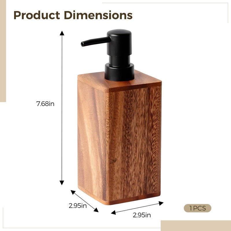 Wood Soap Dispenser, 400ml Wooden Foaming Soap Dispenser for Bathroom,
