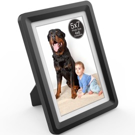 Vilkok 5x7 Picture Frame or 4x6 with Mat, 5-Second Assembly, One-Click Stress Relief Tabletop Picture Frames, Anxiety Relief Gift & Home Office Decor,Black Color