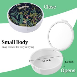 TIHYWR Retainer Case, Denture & Orthodontic Aligner Case With Mirror & Ventilation, Black Flower