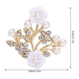 4Pcs Rhinestone Buttons Embellishments Buttons Faux Pearl Buttons Flatback Flower Rhinestone Buttons for Jewelry Making Wedding Party Decor(Pearl-Gold)