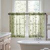 MIULEE Sage Green Sheer Curtains 2 Panels Embroidered Leaf Patterned