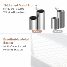 danpinera Rolling Cart, 7.7’’ Slim Storage Rolling Cart with Extra Hooks and Cups, Slim Laundry Cart Narrow Bathroom Cart Utility Cart, Rolling Metal Cart with Mesh Fence to Prevent from Falling Off