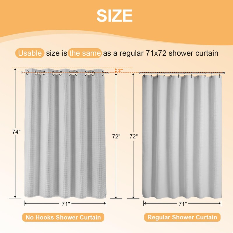 River Dream Grey Cotton Blend Shower Curtain with Snap in