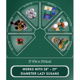 JEISSLIA Lazy Susan Cabinet Organizer Bins for 26"/ 28"/ 32" Diameter Corner Organizer, Plastic Cabinet Storage Bin, 1/8 Wedge - Food Safe, BPA Free, with Non-Slip Pads (for 28" Diameter, 6 Pack)
