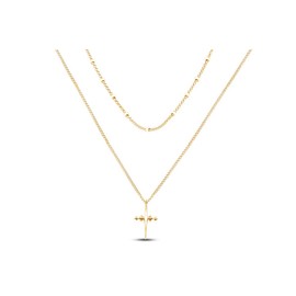 14k Yellow Gold Plated 925 Sterling Silver Tiny Dainty Jesus Cross Pendant Necklace | Minimalist Delicate Jewelry