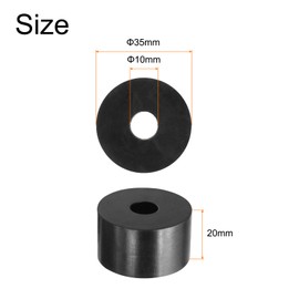 QUARKZMAN Pack of 4 Rubber Washers Rubber Spacer 35 mm Outer Diameter 10 mm Inner Diameter 20 mm Thick Rubber Spacer Round Spacer Sleeves for Home Car Accessories Black