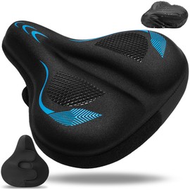 CDYWD Bike Seat Cushion, Gel Padded Bike Seat Cover for Men Women Comfort, Extra Soft Padding Bicycle Seat Cushion for Peloton Bike, Stationary Exercise Bike, Road Bike, Mountain Bike, Cruiser, Ebike