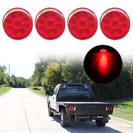 LBRST 4x 2" Round Trailer Led Side Marker Lights Red 9 Diodes with Reflectors Waterproof Sealed Trucks Lamps Replacement Trailer Marker Lights Truck RV Lamps
