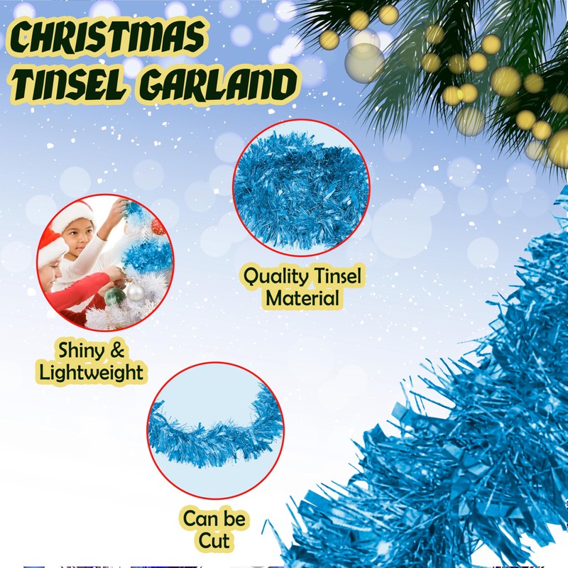 Ice Blue Christmas Garland 2M - Thick and Thin Xmas