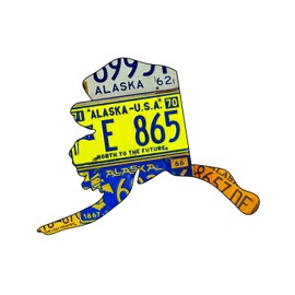 Surf To Summit Alaska License Plate Map Sign Dibond Aluminum Metal Sign Home Decor Wall Art Garage Art Great Gift Man Cave CNC Cut UV Printed Rustic Sign Birthday Gift Alaska