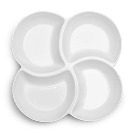 Q Squared Small Clover Serving Platter, Melamine, 12-Inches, White