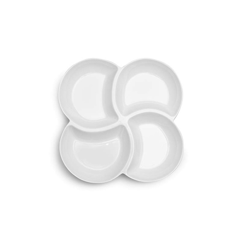 Q Squared Small Clover Serving Platter, Melamine, 12-Inches, White