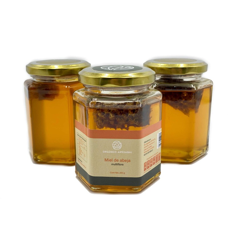 Miel de Abeja Multiflora, Orgánico Artesanal %100 Natural, 250 gr