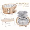 Zettfuly Picnic Basket Set for 4 - Wicker Insulated Picnic
