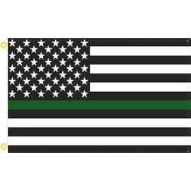 3X5 USA American 50 Star Thin Green Line PRINTED Flag Banner W/GROMMETS