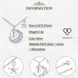 MOOFUN Zircon Moon Hanging Moonstone Necklace Crystals Star Women's Chain 925 Silver Pendant Necklaces for Mum Girlfriend Girl Sister Wife Fashion Jewellery Chains Women Gift Birthday Gift, Sterling