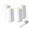 Zythrem Overlocking Thread, White Overlocker Thread Sewing Thread Cone 4