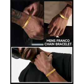 ChainsHouse Cuban Link Bracelet for Men Hip Hop 14K Gold Plated Jewelry Men Anniversary Birthday Gifts for Him