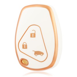OFF WE GO OFF WE GO Autoschlssel Hlle Schlssel Hlle Schlsselhlle Cover fr Renault Twingo Master Modus Kangoo Clio Trafic Duster Vivaro Espace Auto Schlsselbox Schlsselcover Schutz Geh?use, Wei? Gold