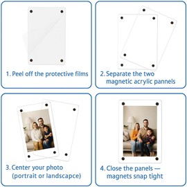 Leoriaie 6 PCS Magnetic Picture Frame for Fridge, 4 x 6 Inch Photo Frame for Refrigerator, Double Sided Clear Photo Frame, Acrylic Picture Magnet Frame for Home