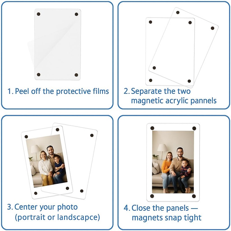 Leoriaie 6 PCS Magnetic Picture Frame for Fridge, 4 x