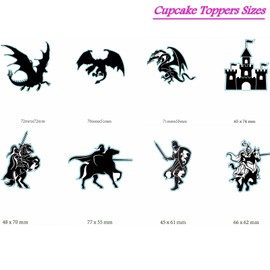 24 piezas de decoración de magdalenas de cumpleaños de caballero dragón volador, decoración de fiesta de cumpleaños para temática medieval, cuento de hadas, fantasía, cumpleaños, baby shower, suministros para fiesta de primer cumpleaños