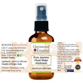 Greenwood Essential Pure Jasmine Floral Water (Hydrosol) (Jasminum officinale) 100% Natural Therapeutic Grade 100ml (3.38 oz)