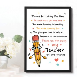 RED OCEAN Teacher Gifts Thank You Gifts For Teaching Assistant Best Teacher Poem Leaving School Nursery Gifts (A4 Print with Black Frame)