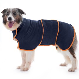 HezzLuv Dog Bathrobe, Ultra Absorbent Microfibre Dog Drying Coat for Quick Drying, Soft Double Layer Dog Towel for Puppies and Adults, Pets, Cats