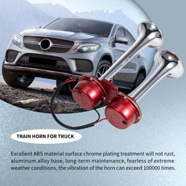 FARBIN Train Horn 12V Car Horn Electric Truck Horn Super Loud Dual Horn Chrome for Semi Trucks Pickups Motorcycles SUV Boat