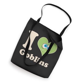 I Love Goblins Green Face Heart Tote Bag
