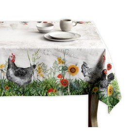 Maison d' Hermine Table Cover 100% Cotton 140cm x 180cm Decorative Tablecloth Washable Square Easter Tablecloths for Dining, Home, Wedding, Banquet, Buffet, Basse Cour - Spring/Summer