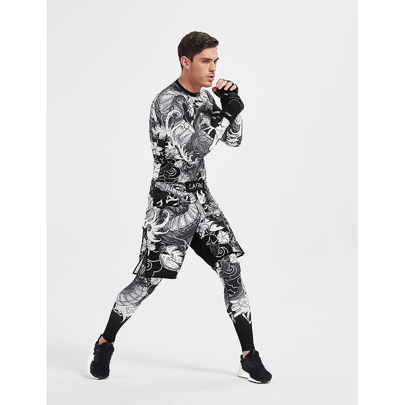 LAFROI Men's Long-Sleeved UPF 50+ Compression Shirt Rash Guard CLY08C,