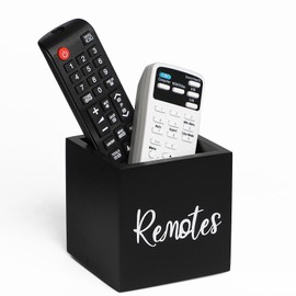 LBEMEY Wood Remote Control Holder, TV Remote Control Organizer for Table, Desktop Organizer,Multi-Purpose Desktop Storage for Home Bedroom Table (Black, S,for 2 or 3 Remote Controls)