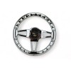 New World Motoring 14" 6 hole Mahogany Wood Chrome spoke