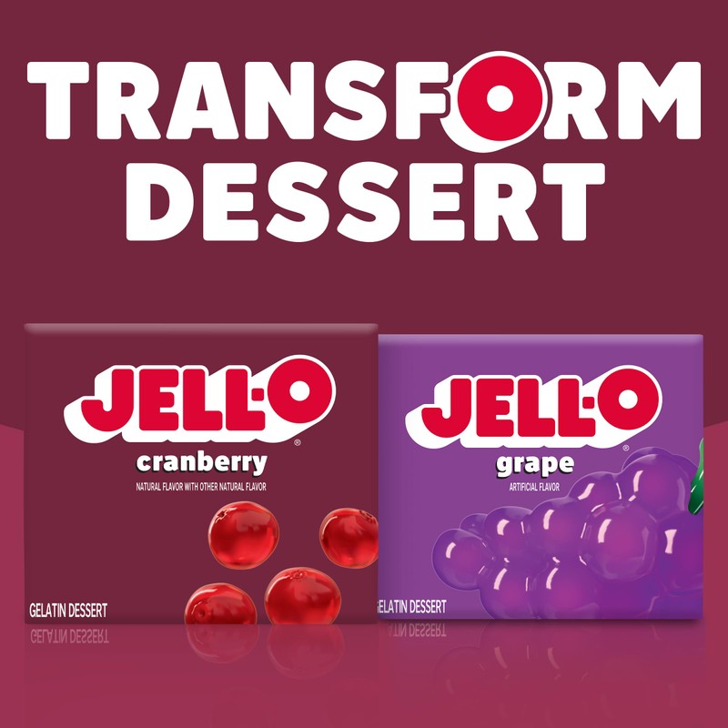 Jell-O Gelatin Dessert, Cranberry, 3-Ounce Boxes (Pack of 4)