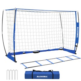 Soccer Goal,Soccer Net,Soccer Goals for Backyard,with Bow Frame,Collapsible Metal Base and Agility Ladder