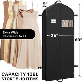Simple Houseware 60-Inch Travel Garment Bag, Heavy Duty 300D Polyester for Suits, Dresses, Coats, Tuxedos