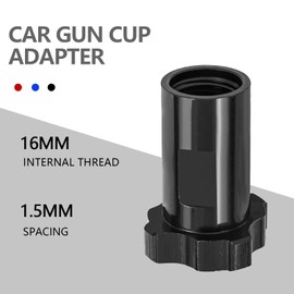 Hovom Car Spray Gun Cup Adapter, 16mm Thread 1.5mm Pitch Master Elite Paint System MPS Female Adapter, Spray Gun Paint Cup Adapter Fits PRO-33, PRO-44, PRO-88 HVLP Spray Guns (Black+Internal Thread)