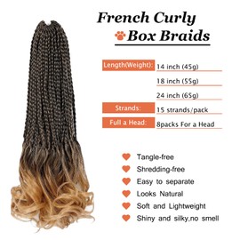French Curly Braids 8 Pack Loose Wavy Spiral Curl Braids Crochet Deep Wave Hair Extensions Pre Stretched Bouncy Braiding Hair for Women (T27, French Curl Braids (14in- 8Packs))