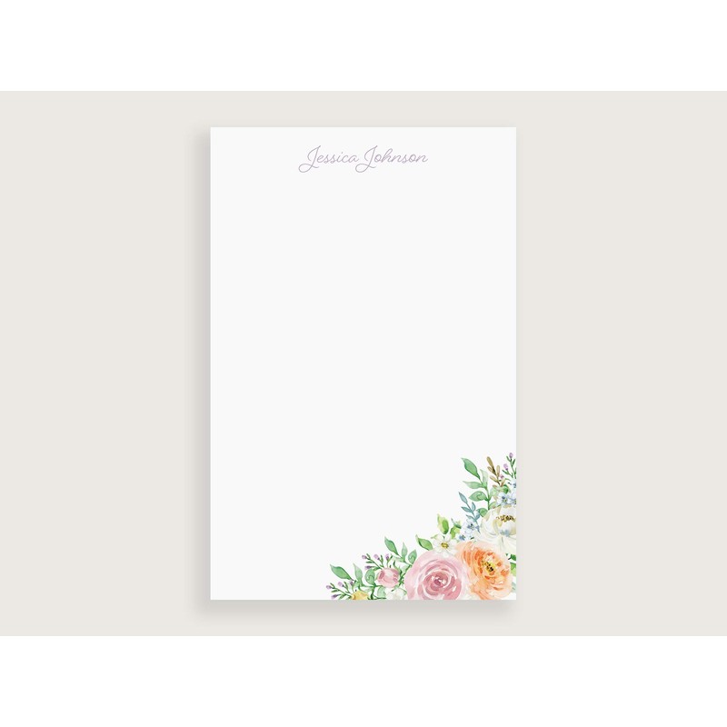 Letter Writing Stationary, Pastel Floral Notepads, Lined or Unlined, Available
