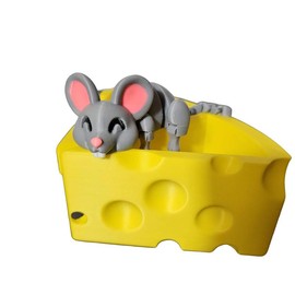 Articulated Mouse Fidget Toy – 3D Printed Sprouse the Mouse | Cheese Storage Box Option - Friend Type: Regular - Magnetic, Optional Cheese Box: No Cheese Box