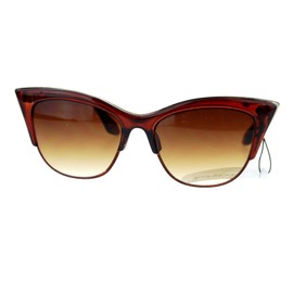 SA106¨ Womens High Point Squared Half Rim Look Cat Eye Sunglasses Brown