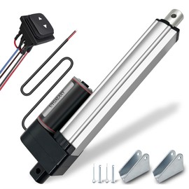 DC12V 6 Inch Stroke Electric Linear Motion Actuator with Momentery Switch 900N(200lbs) IP66 High Speed Motor 12mm/s with Mounting Brackets(150mm)