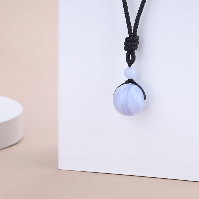 COAI Unisex Ball Pendant Made of Gemstones Adjustable Necklace