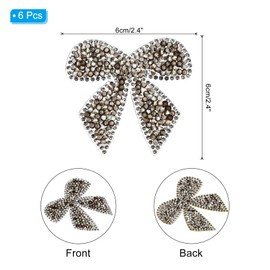 PATIKIL Bow Rhinestone Patches, 6 Pcs Bow Shape Sew/Iron on Applique Patches Rhinestone Applique Glitter Crystal Patches for Shoes Clothes Pants Bags Hats Shirts DIY Crafts, Grey