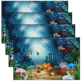 Ocean Placemats for Dining Table 18"x12" Pack of 4 Fish Indoor Outdoor Kitchen Dinner Party Decor Table Mats Marine Life Sea Underwater Blue Washable Decoration Table Mats Placemat
