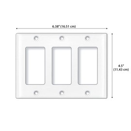 WIRESTER 6.38 inch x 4.5 inch Triple Gang Decorator Light Switch Plate/Wall Plate Cover, Blank Wallplate - White